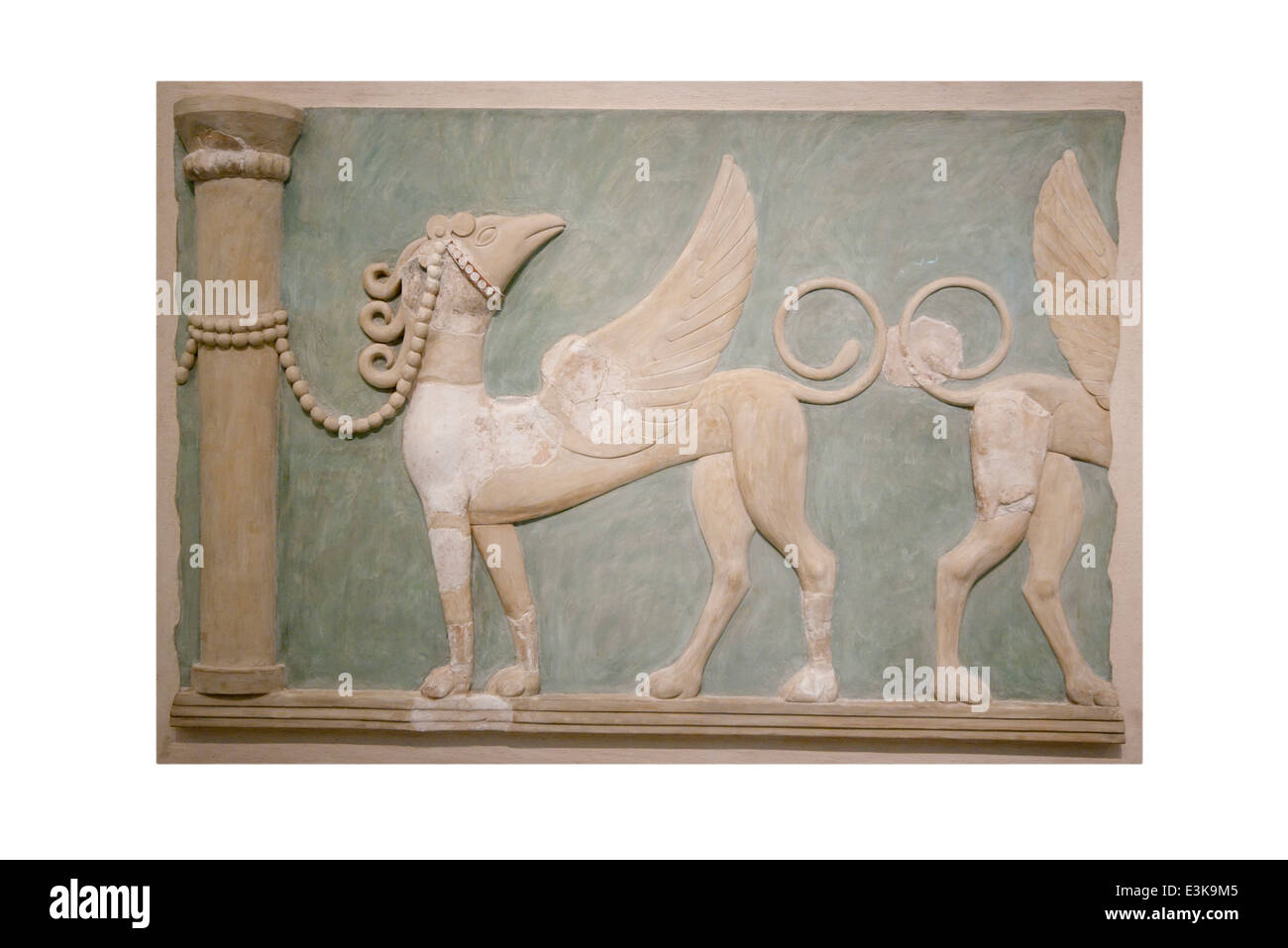 Haut Relief Fresque des Griffins de grand l'Intégré Hall est du palais de Knossos Crète Banque D'Images