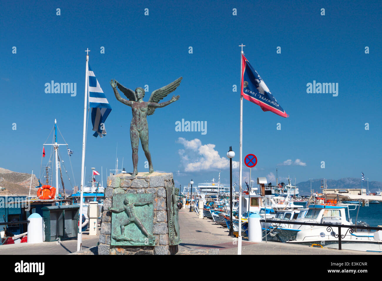 À l'île de Kalymnos Dodécanèse en Grèce. Statue de Nike Banque D'Images