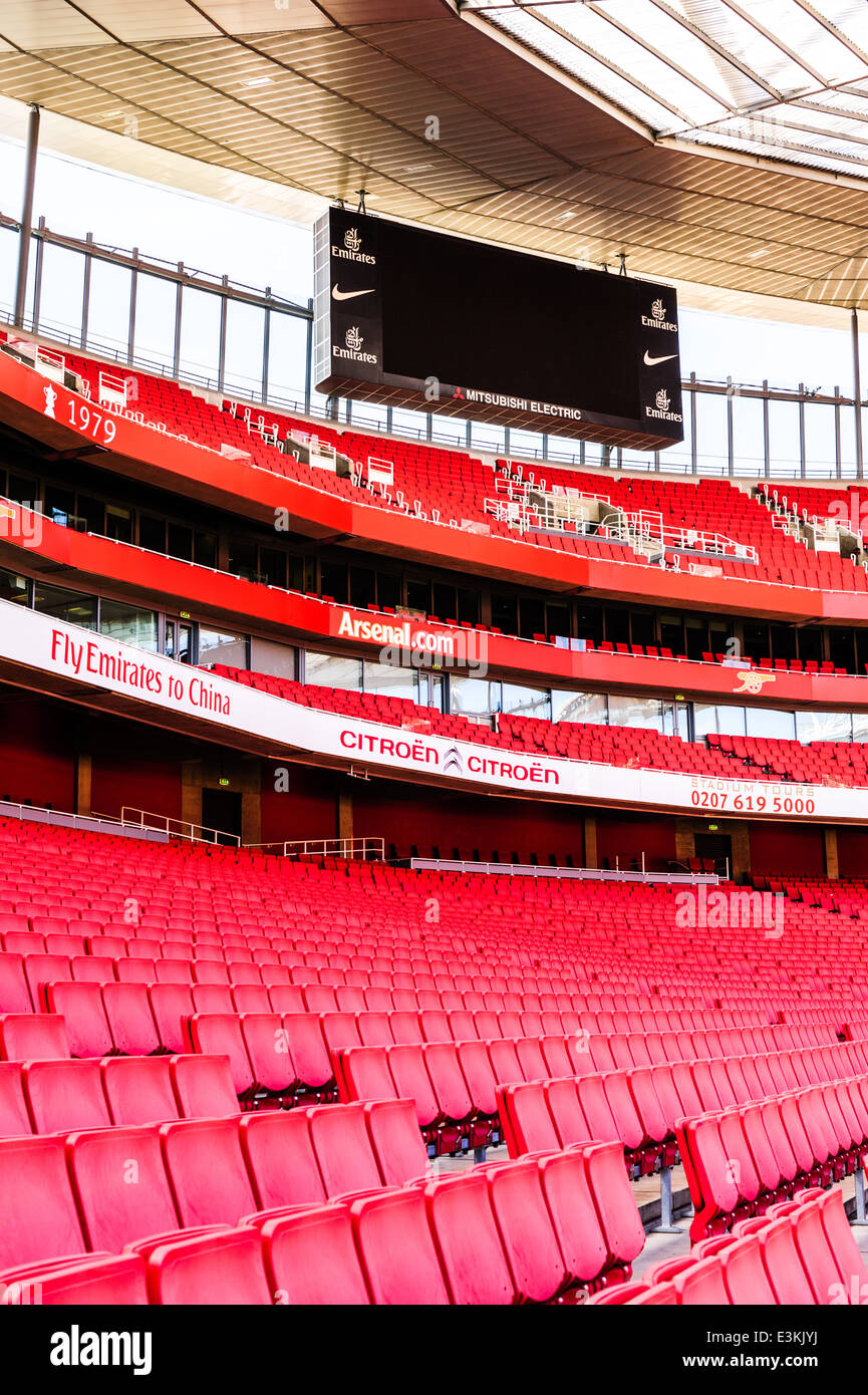 Tableau de bord à la Mitsubishi Electrric Emirates Stadium, Arsenal Football Club Banque D'Images