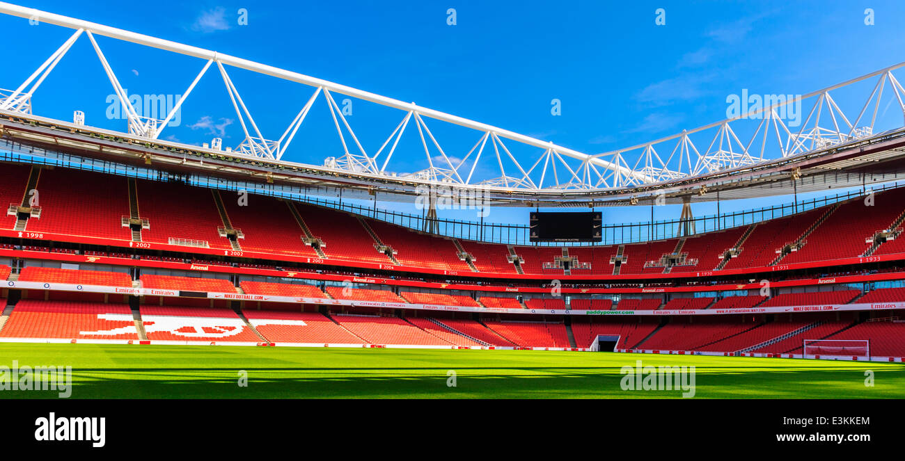 Côté terrain, le stade Emirates, montrant partisan coin. Arsenal Football Club. Banque D'Images