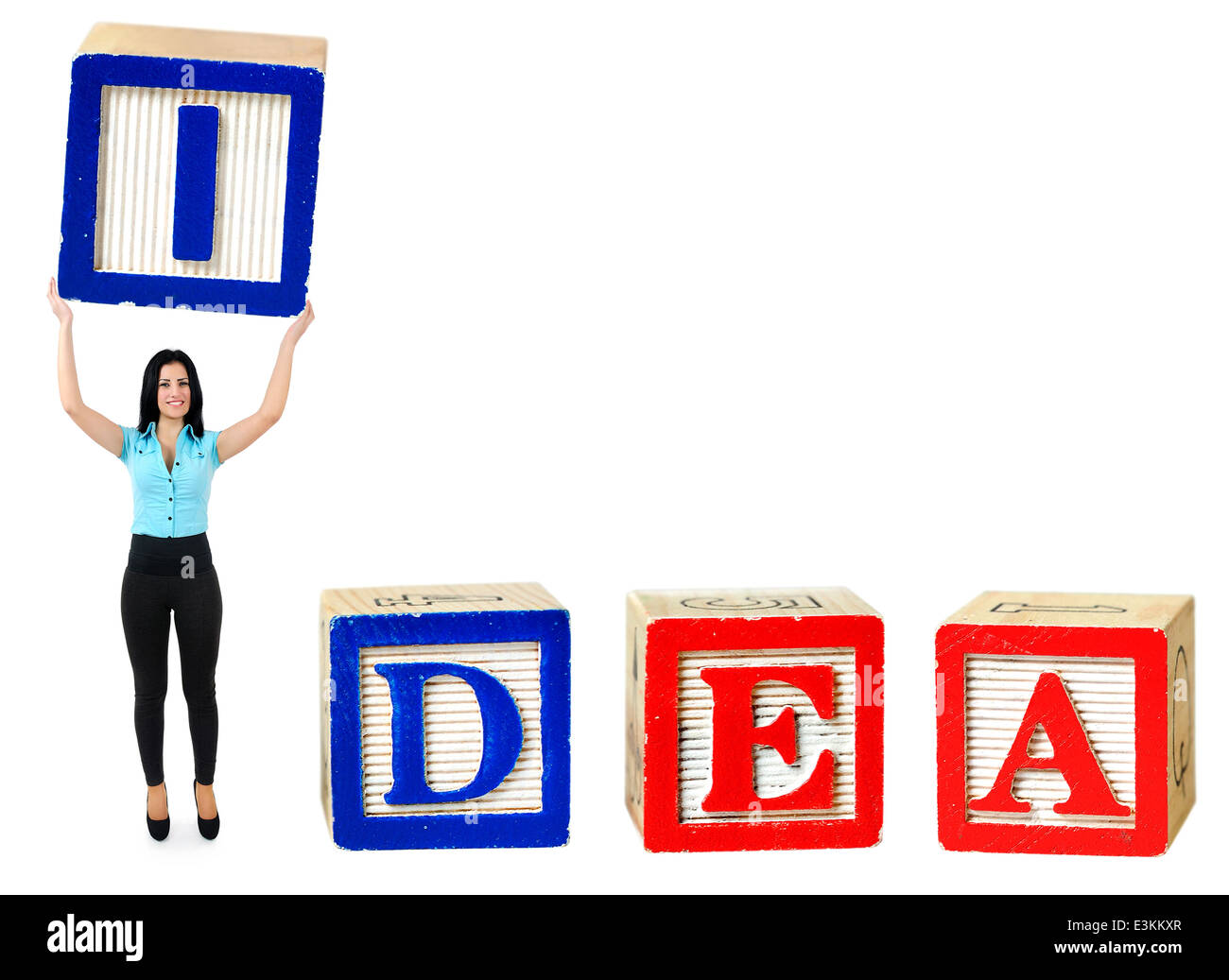 Femme soulever lettre de mot idée Banque D'Images