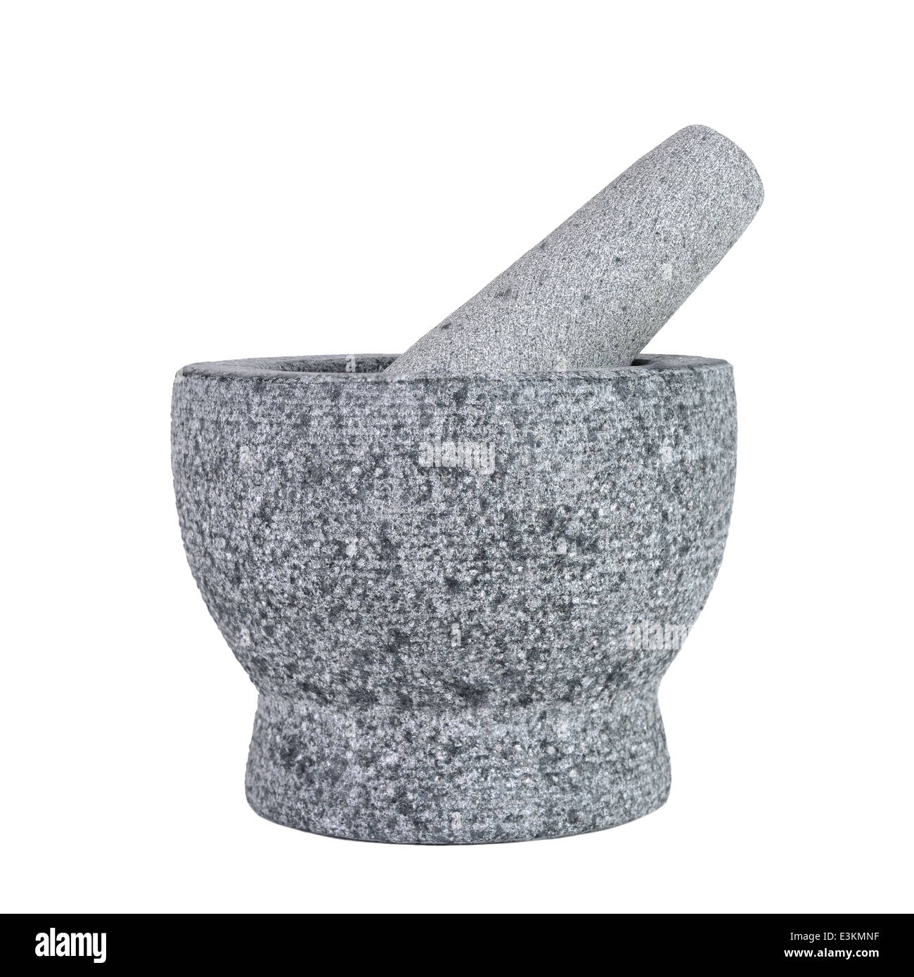 Mortier en pierre isolé sur fond blanc Banque D'Images