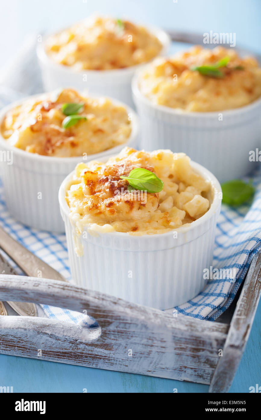 Macaroni au four avec du fromage sur le plateau Banque D'Images