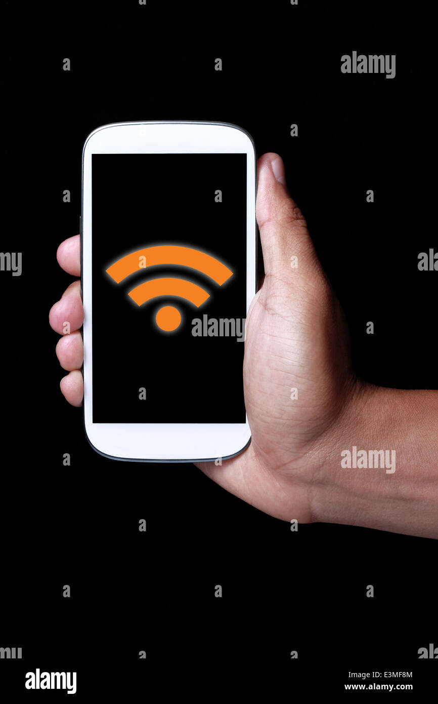 L'icône Wifi montrant sur smartphone Banque D'Images