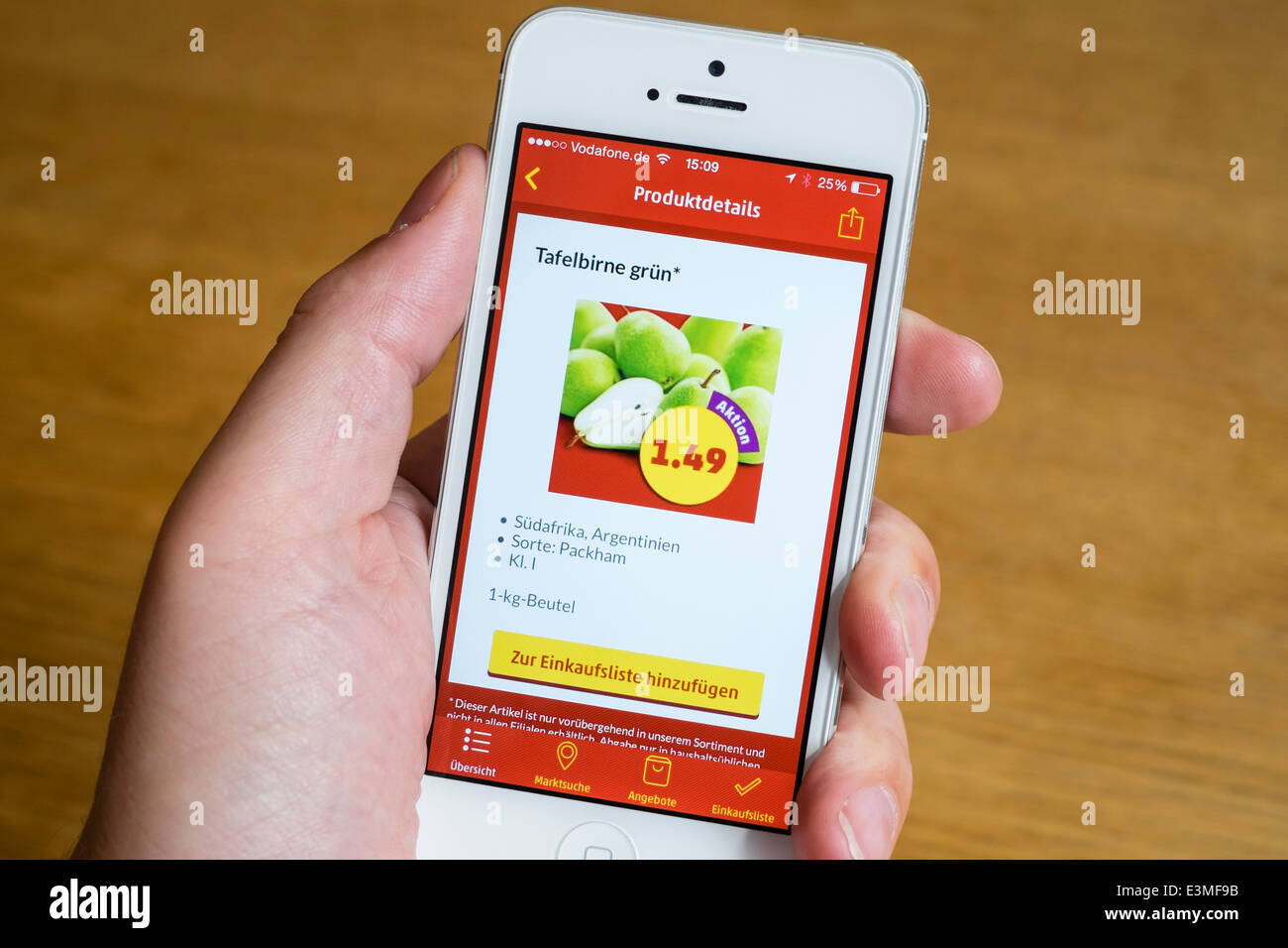 Détail de l'Allemand de supermarchés discount Penny boutique en ligne sur l'iPhone app smart phone en Allemagne Banque D'Images