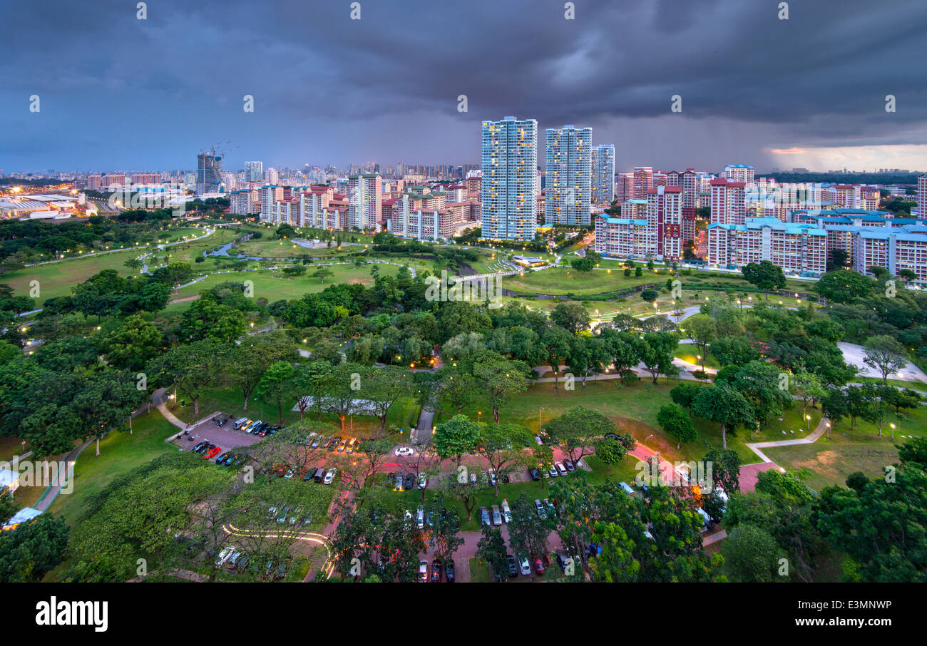 La ville de Singapour dans un jardin Banque D'Images