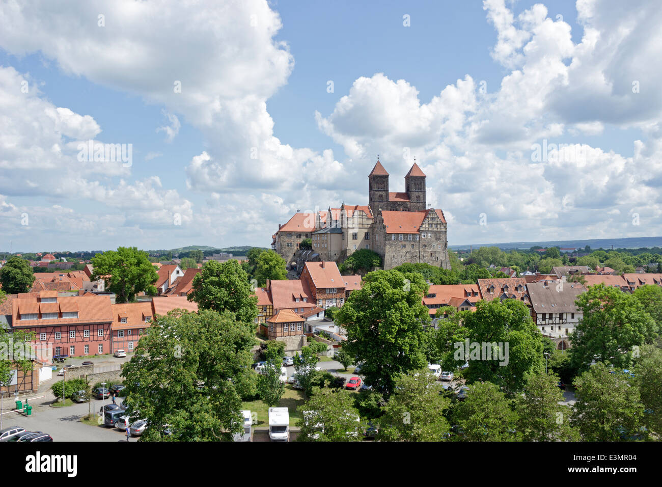 Château et Église Saint Servitii, patrimoine mondial culturel Quedlinburg, Sachsen-Anhalt, Allemagne Banque D'Images