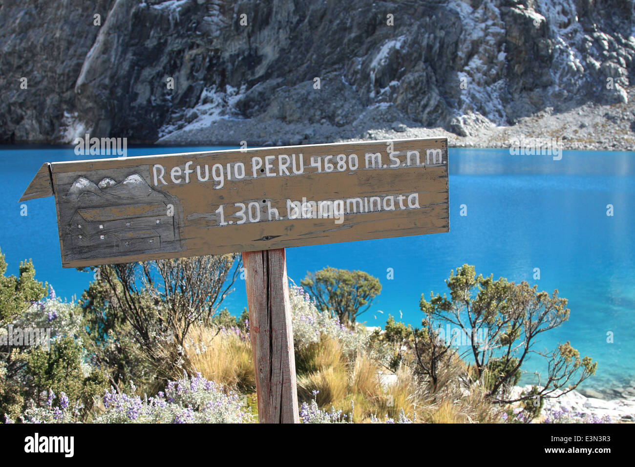 Laguna 69 Sentier de randonnée dans le Parc National Huascaran, au Pérou Banque D'Images