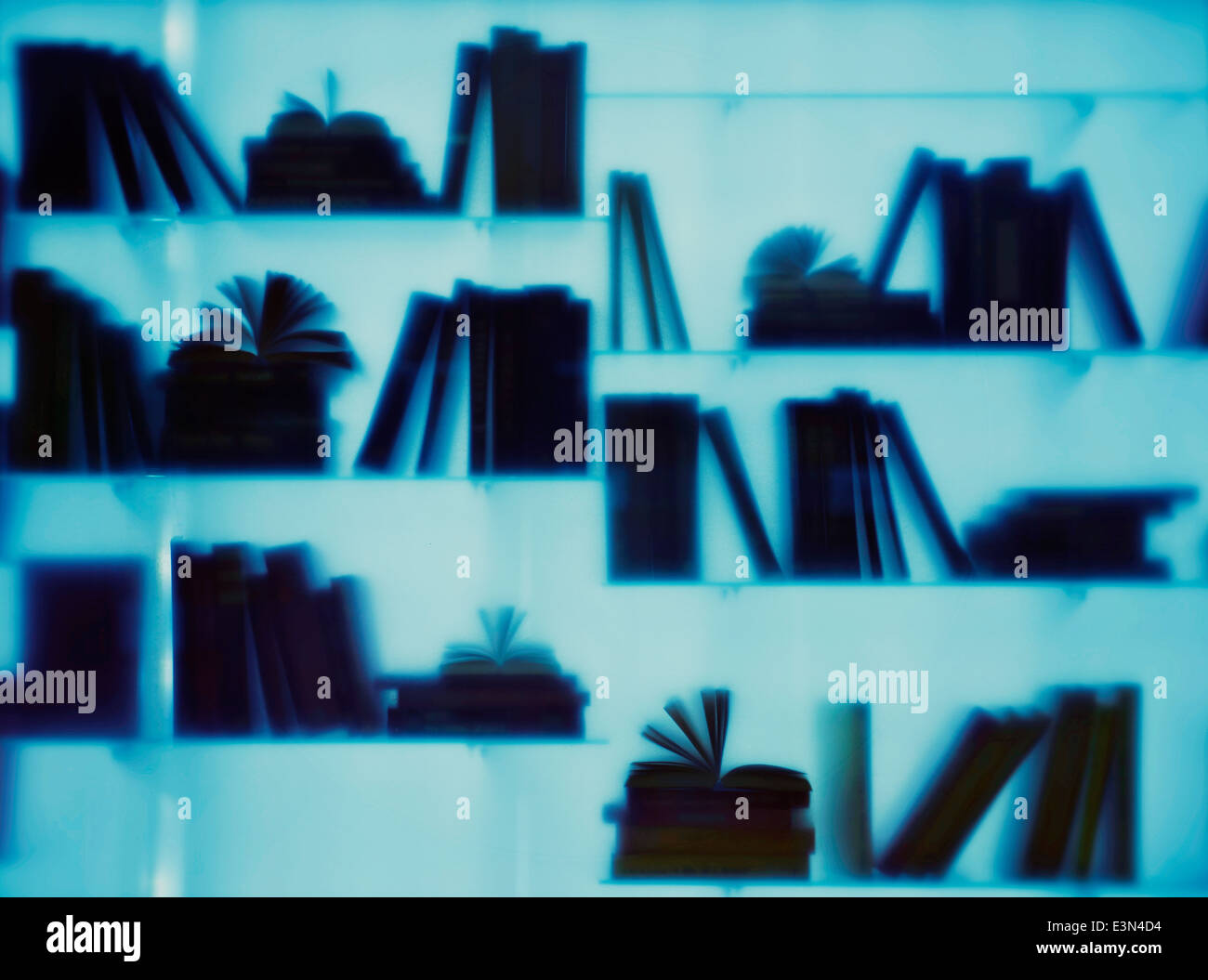 Groupe d'ouvrages silhouetté Banque D'Images