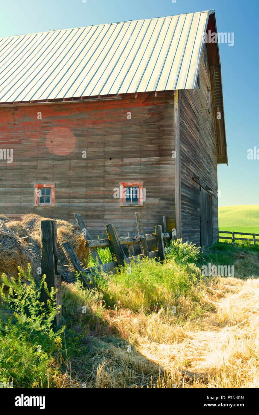 Belle scène de pays d'Amérique du cœur, la région d'élevage de la Palouse dans l'État de Washington et en Idaho. Banque D'Images