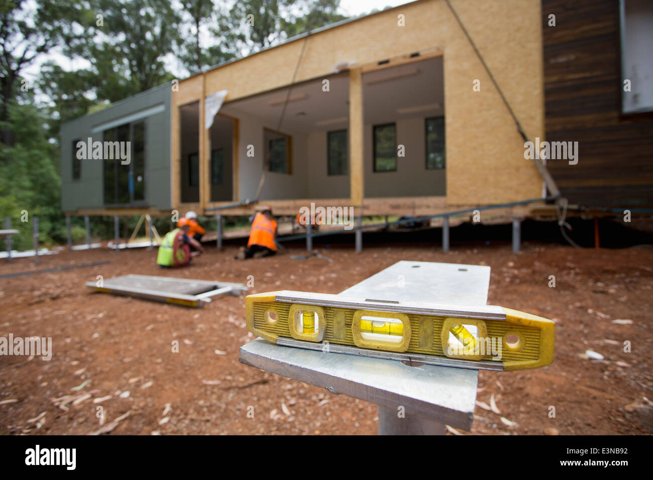 Niveau sur le tableau at construction site Banque D'Images