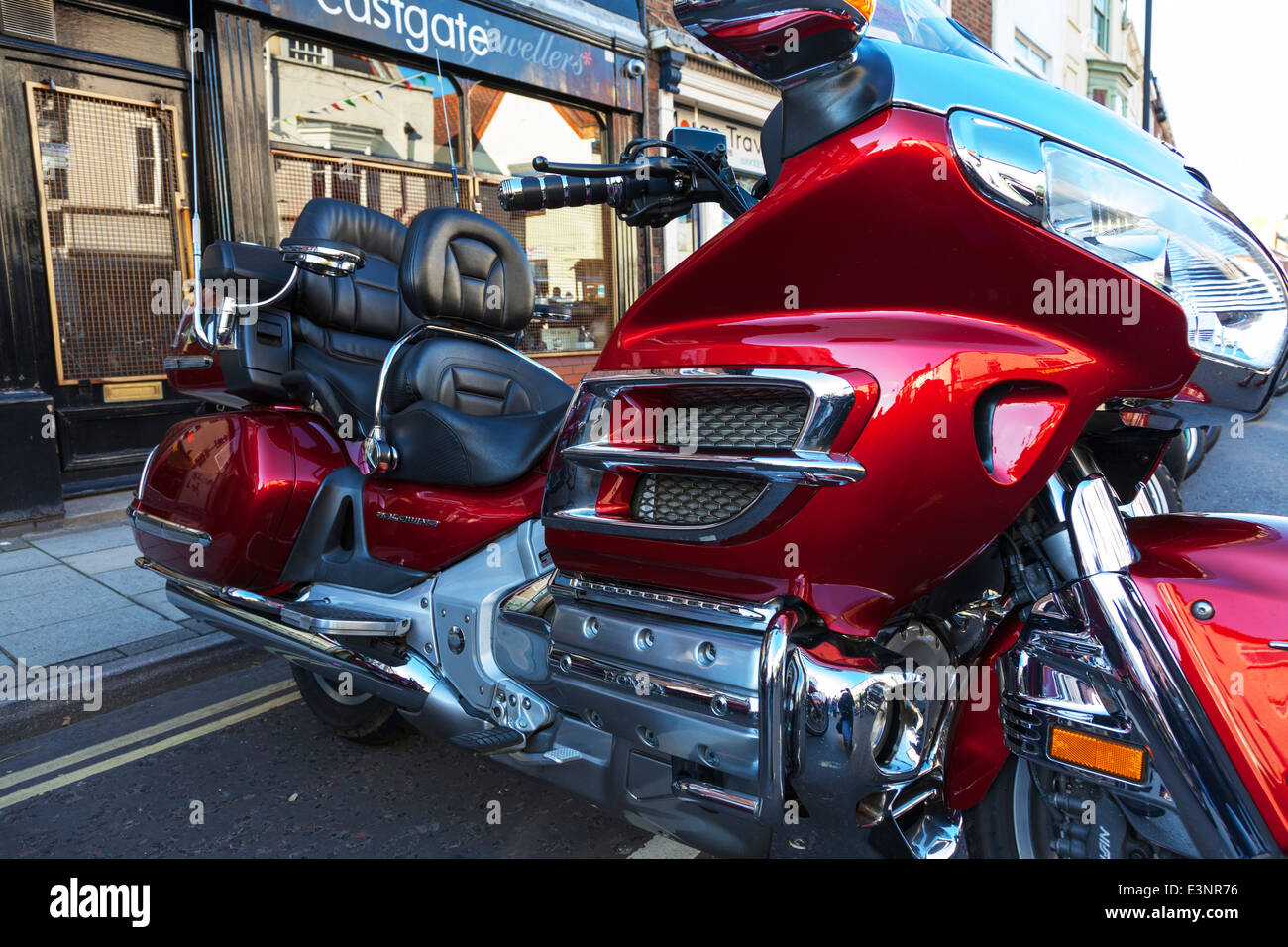 Gold Wing Honda Goldwing moteur de moto vélo moto cycle rouge garée Banque D'Images