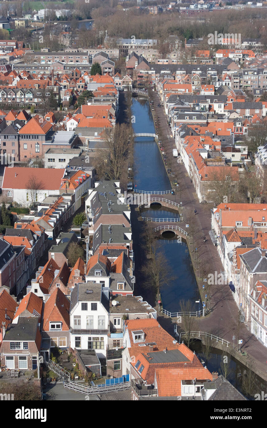Vue sur la ville depuis le belvédère de la Nieuwe Kerk (nouvelle église), Delft, Pays-Bas Banque D'Images