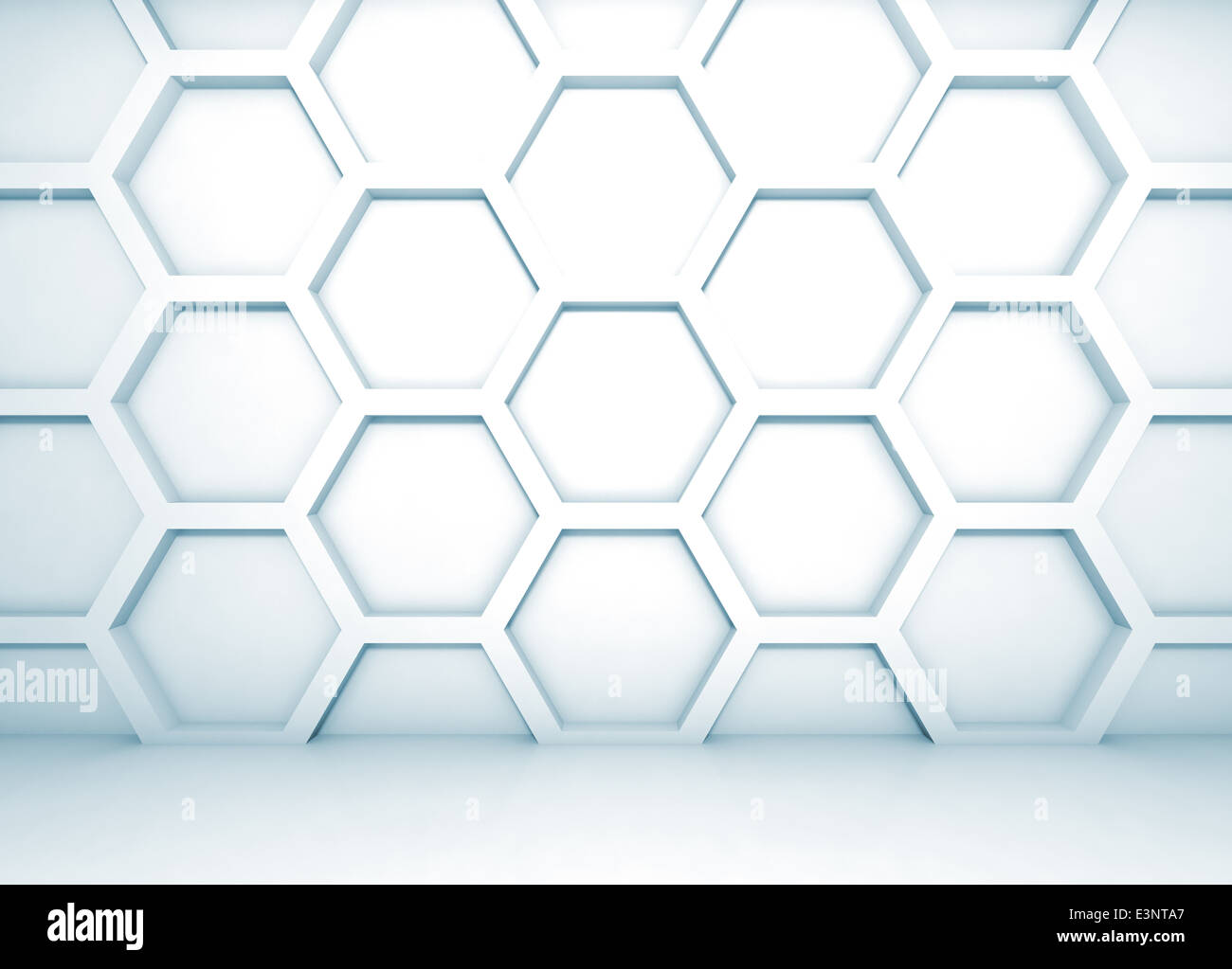 Blue abstract 3d intérieur avec motif sur le mur d'abeilles Banque D'Images