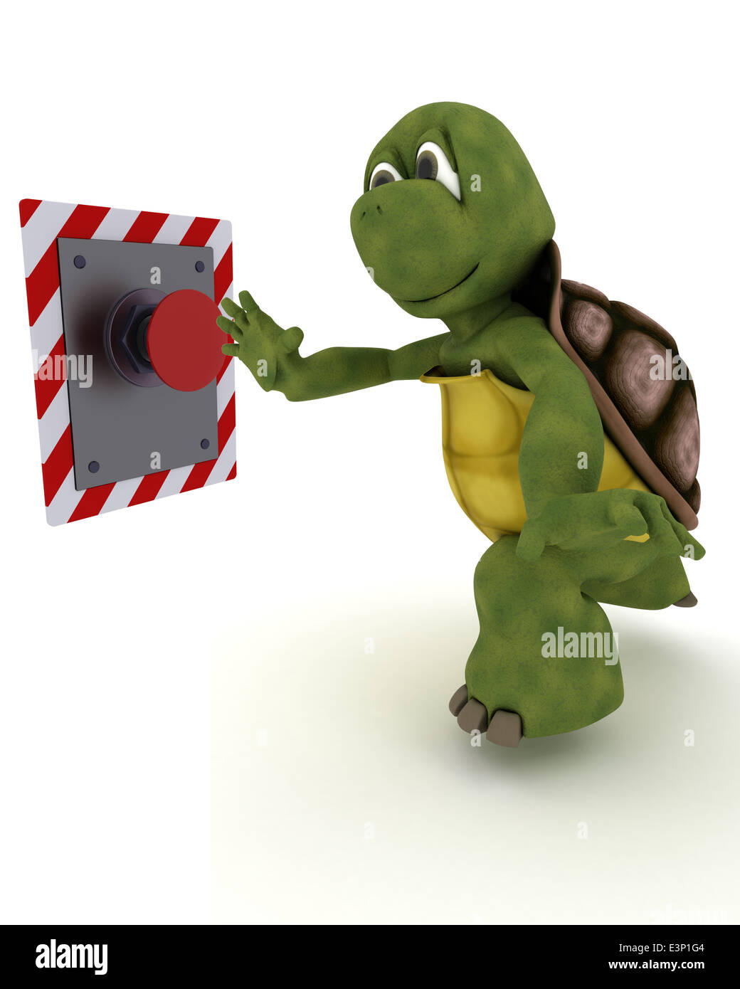 3D Render of a pousser un bouton Tortue Banque D'Images