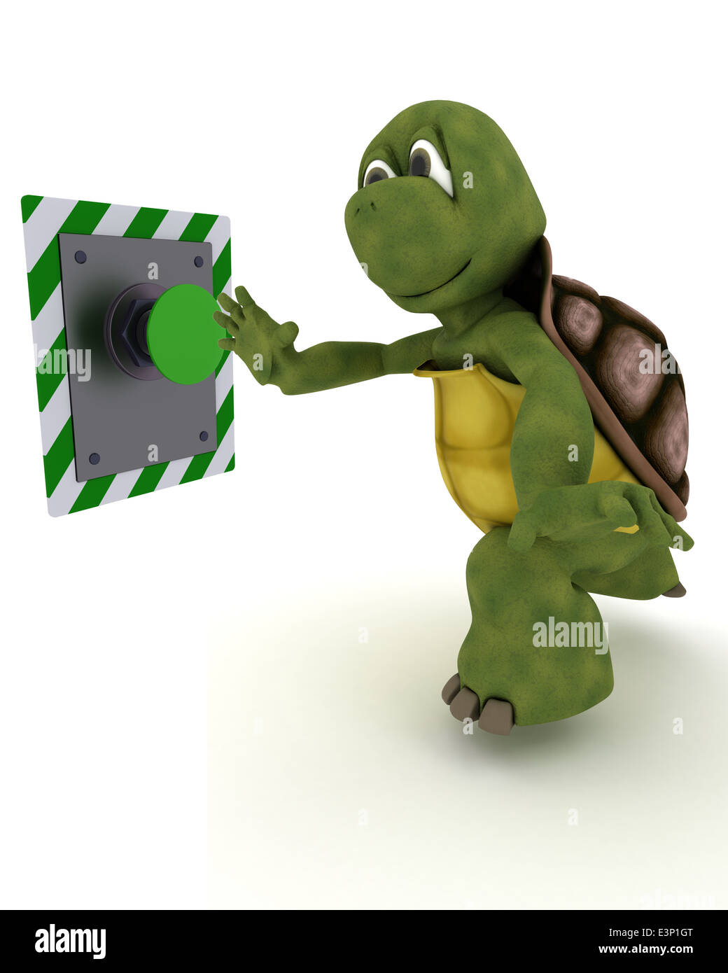 3D Render of a pousser un bouton Tortue Banque D'Images