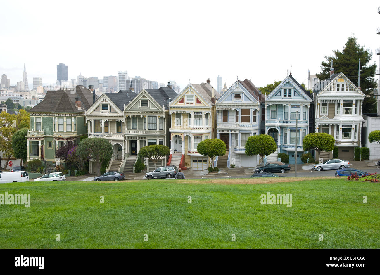 Maisons victoriennes historiques de San Francisco Californie Banque D'Images