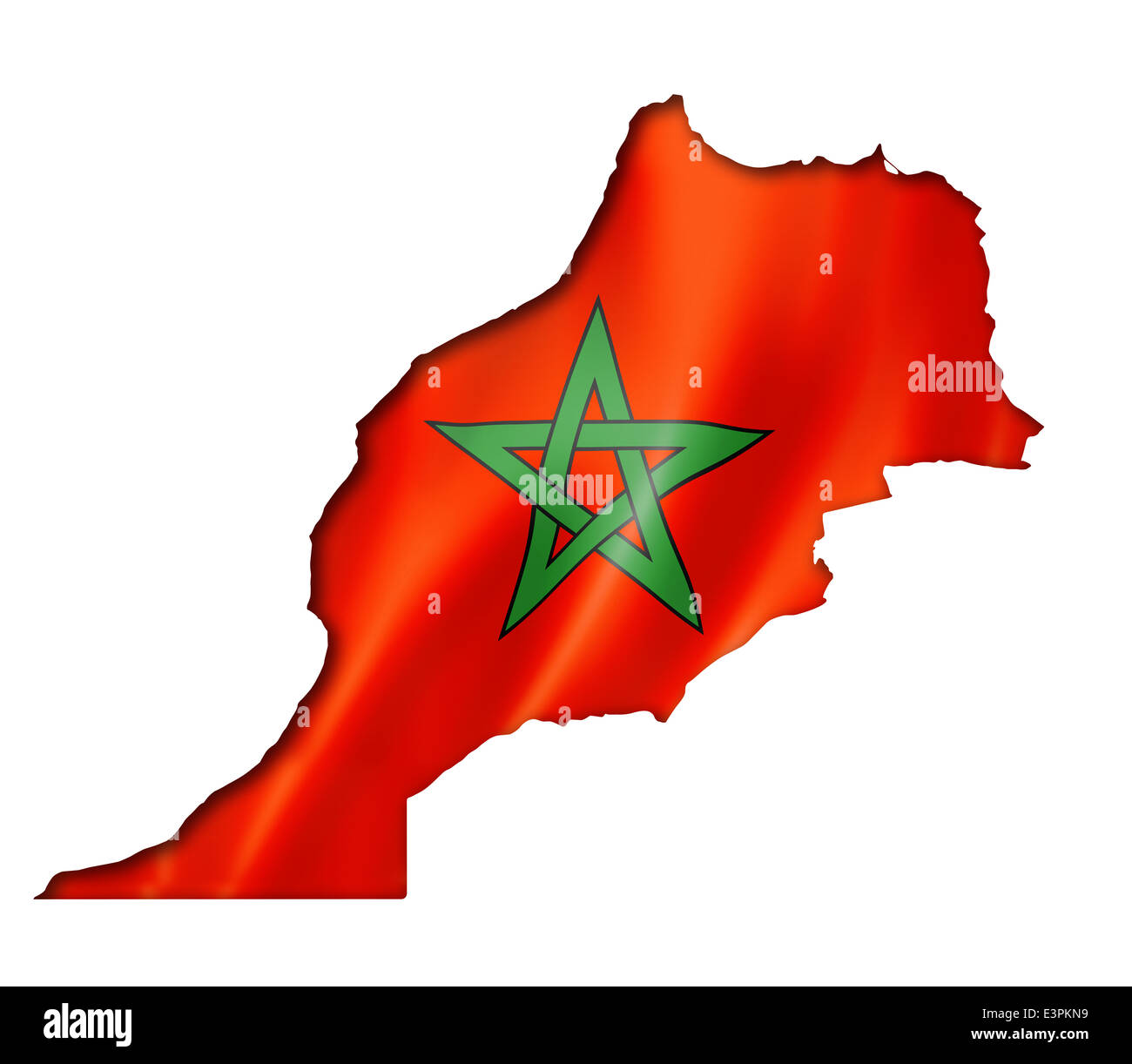 Maroc Carte Drapeau, trois dimensions, render, isolated on white Banque D'Images