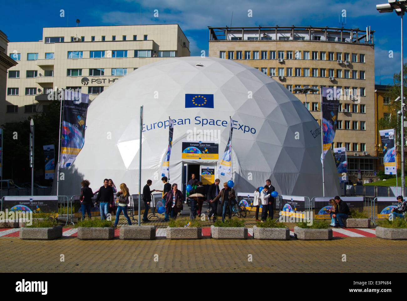 European Space Expo, Ploshad Battenberg Square, Central Sofia, Bulgarie, Europe Banque D'Images