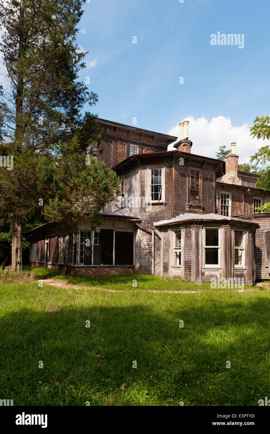 La façade extérieure de la vue arrière de la baraque en bois historique Banque D'Images