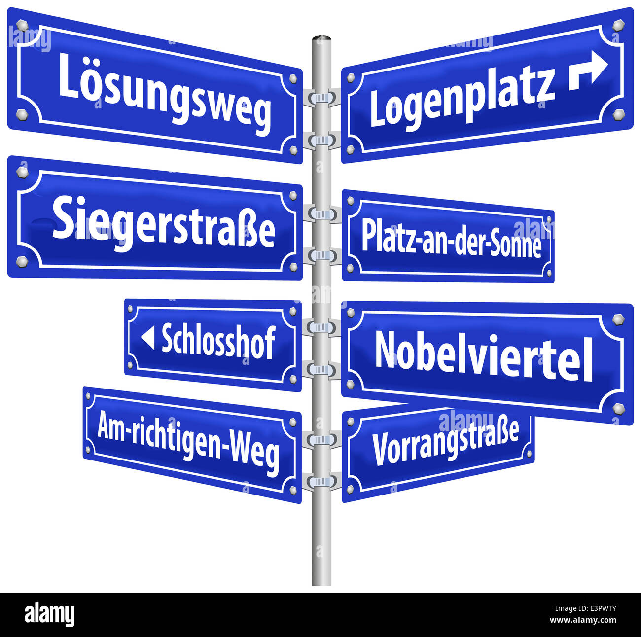 Les plaques de rue avec des noms qui impliquent un mode de vie prospère. Marquage en allemand ! Banque D'Images