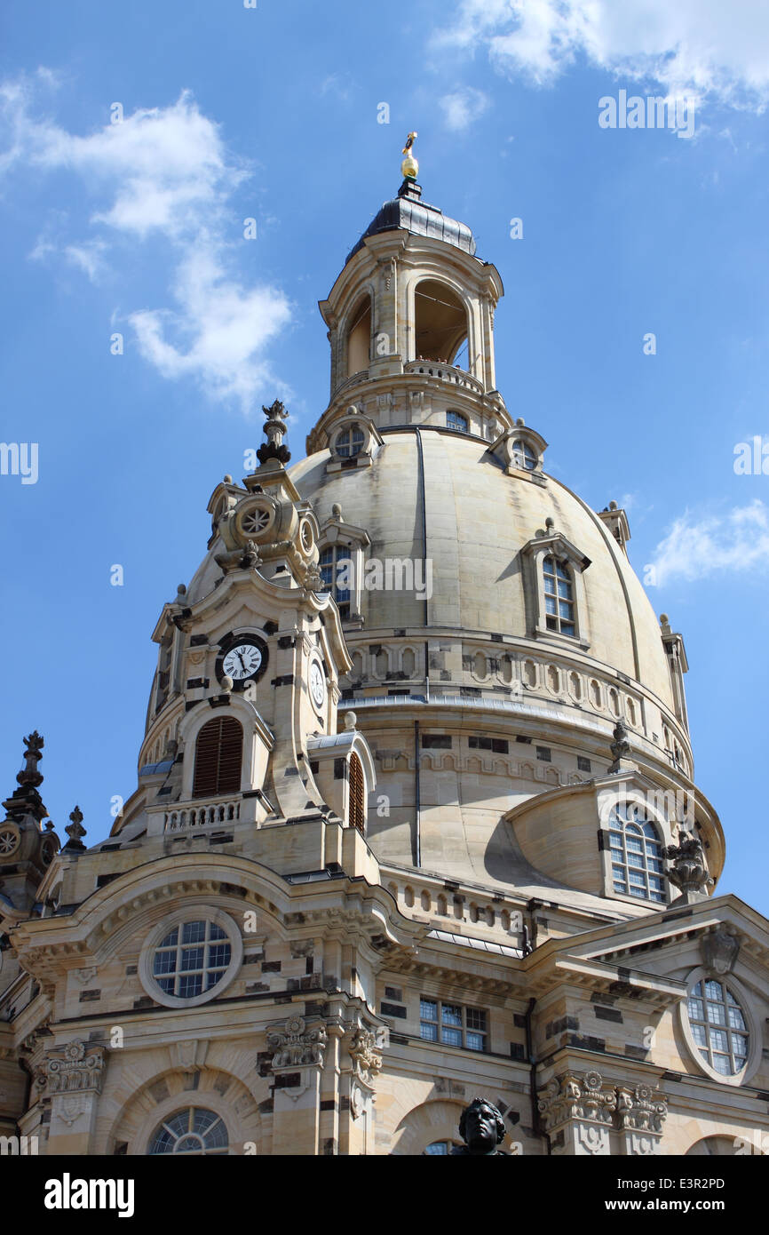 Vue détaillée de la Frauenkirche à Dresde (Allemagne) Banque D'Images