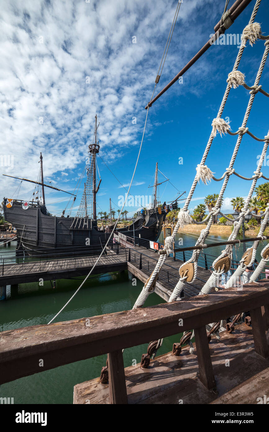 Muelle de las Carabelas, port de la caravelles, Palos de la Frontera - La Rábida, province de Huelva, Andalousie, espagne. Banque D'Images
