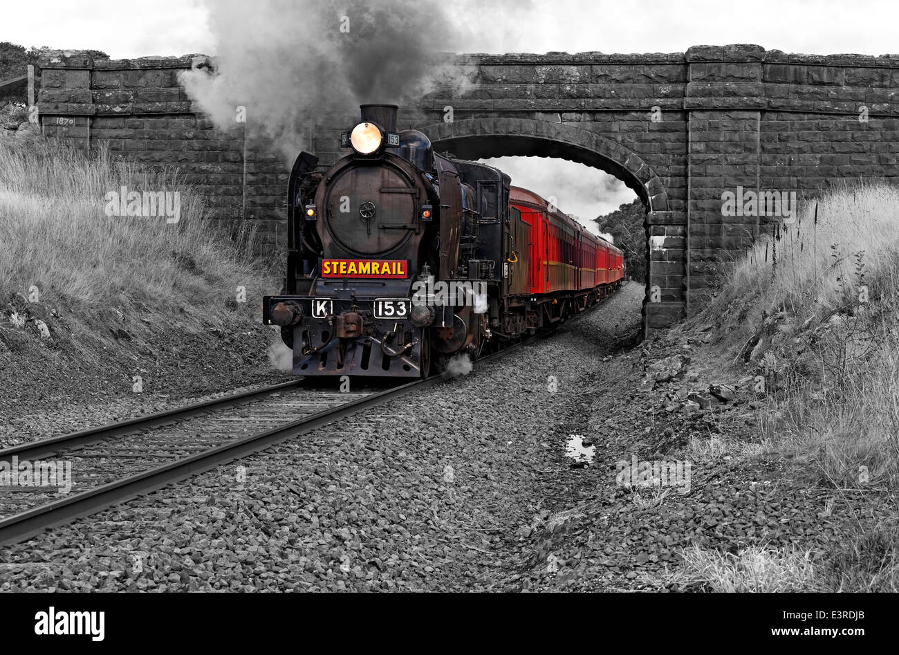 Ballarat Australie / Un train à vapeur d'époque et un pont Navigators. Banque D'Images