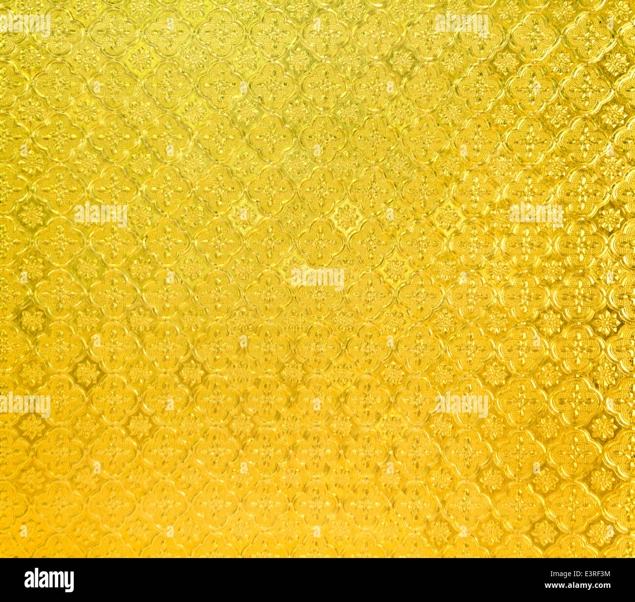 La fenêtre jaune motif de fond en verre dans un style thaï house Banque D'Images