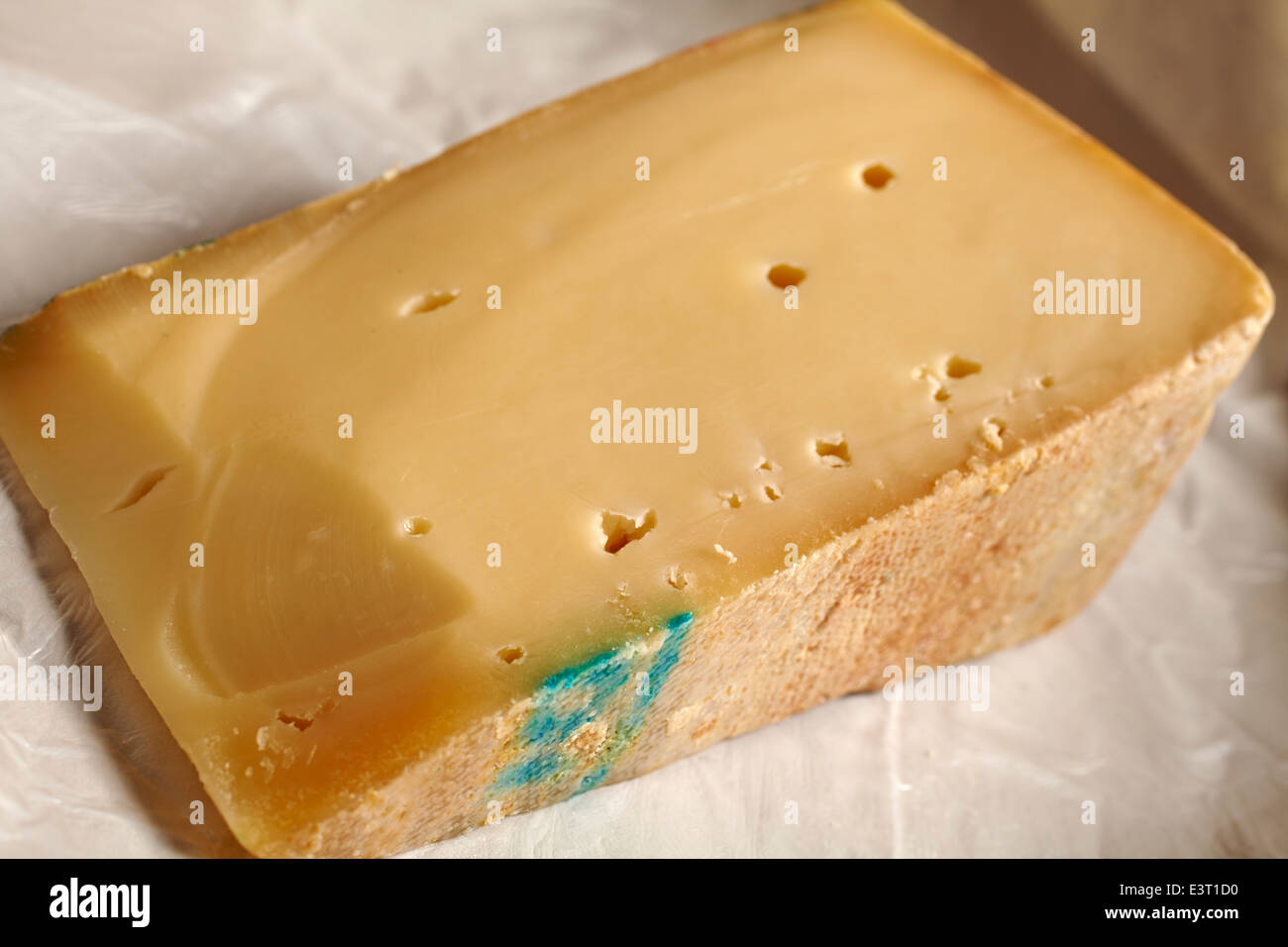 Un morceau de fromage Fontina Italienne Banque D'Images