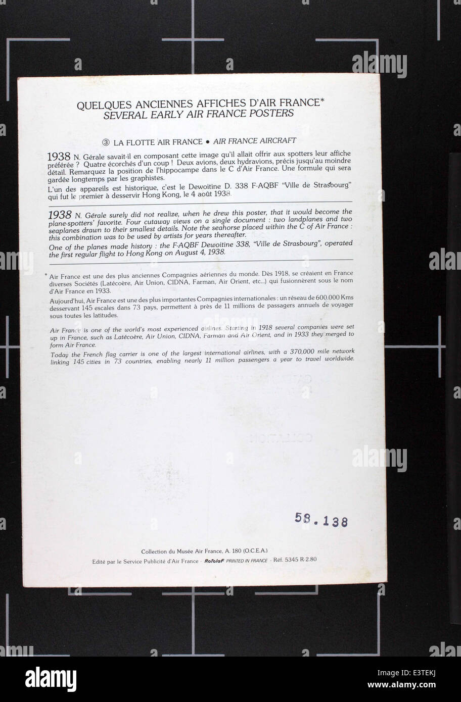 Menu Air France Paris New york Collection bibliothèque Forney
