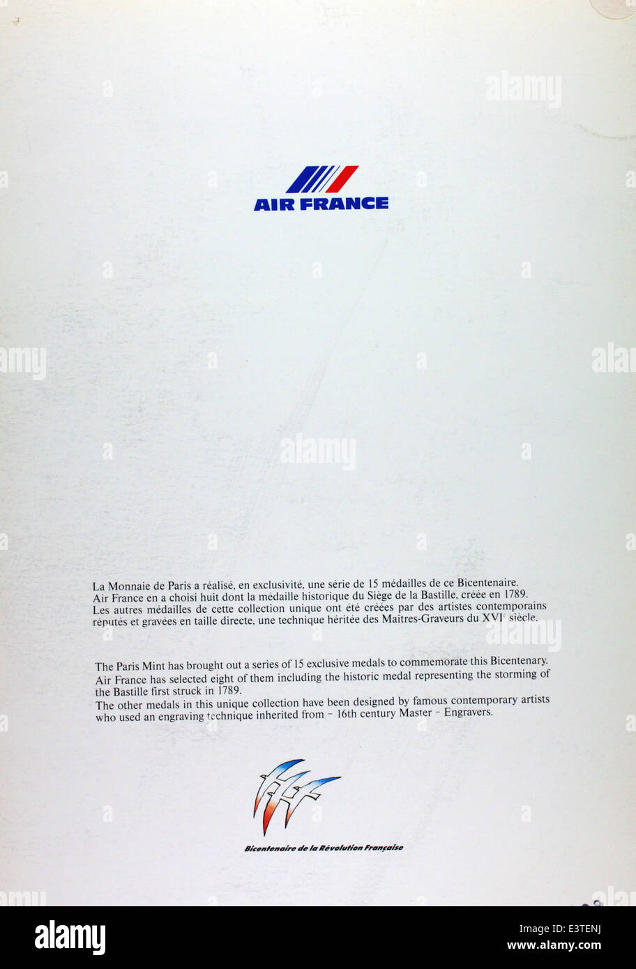 3 menus Air France vol New York-Paris 1970 - Collection