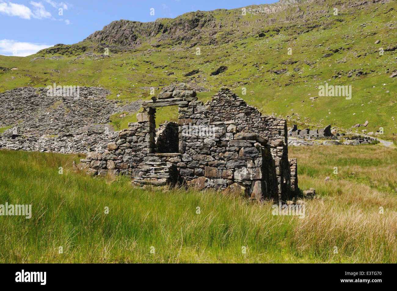 Ruines de l'hébergement en famille d'Rhosydd bloc Mines d'Ardoise Blaenau Ffestiniog Banque D'Images
