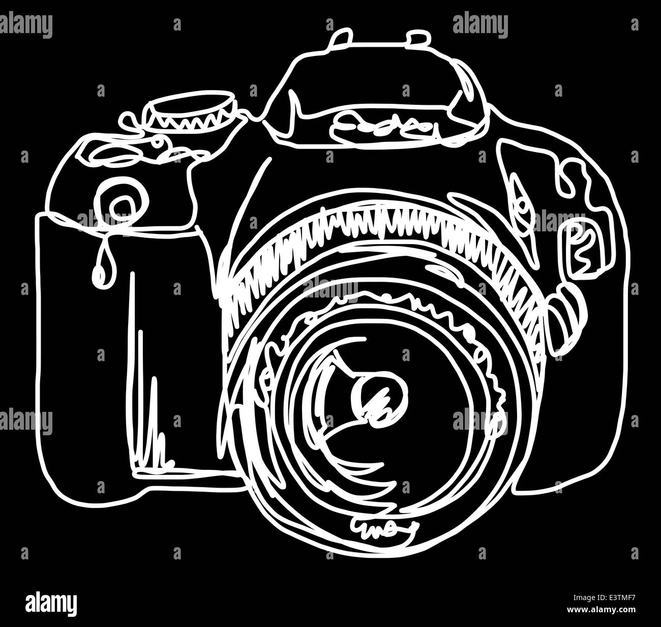 Dessin de ligne continue d'un appareil photo Banque D'Images