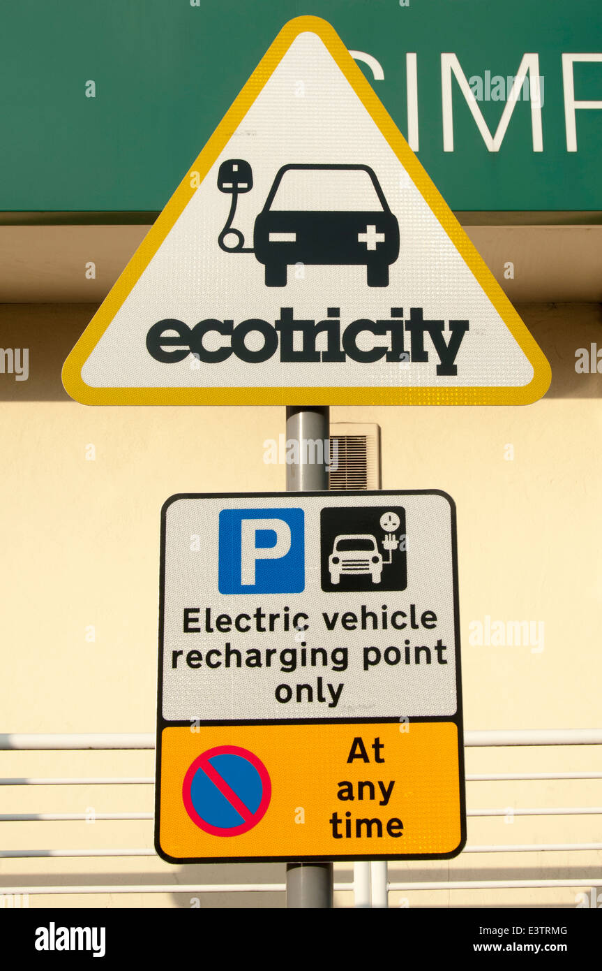 Point de recharge de véhicules électriques, ecotricity Banque D'Images