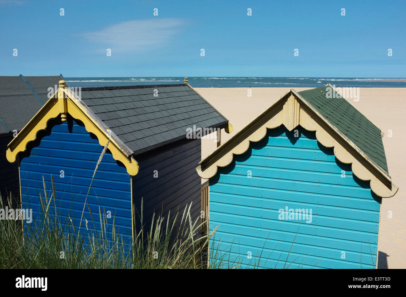 Cabines de plage de Wells-next-the-Sea, Norfolk, Angleterre. Banque D'Images