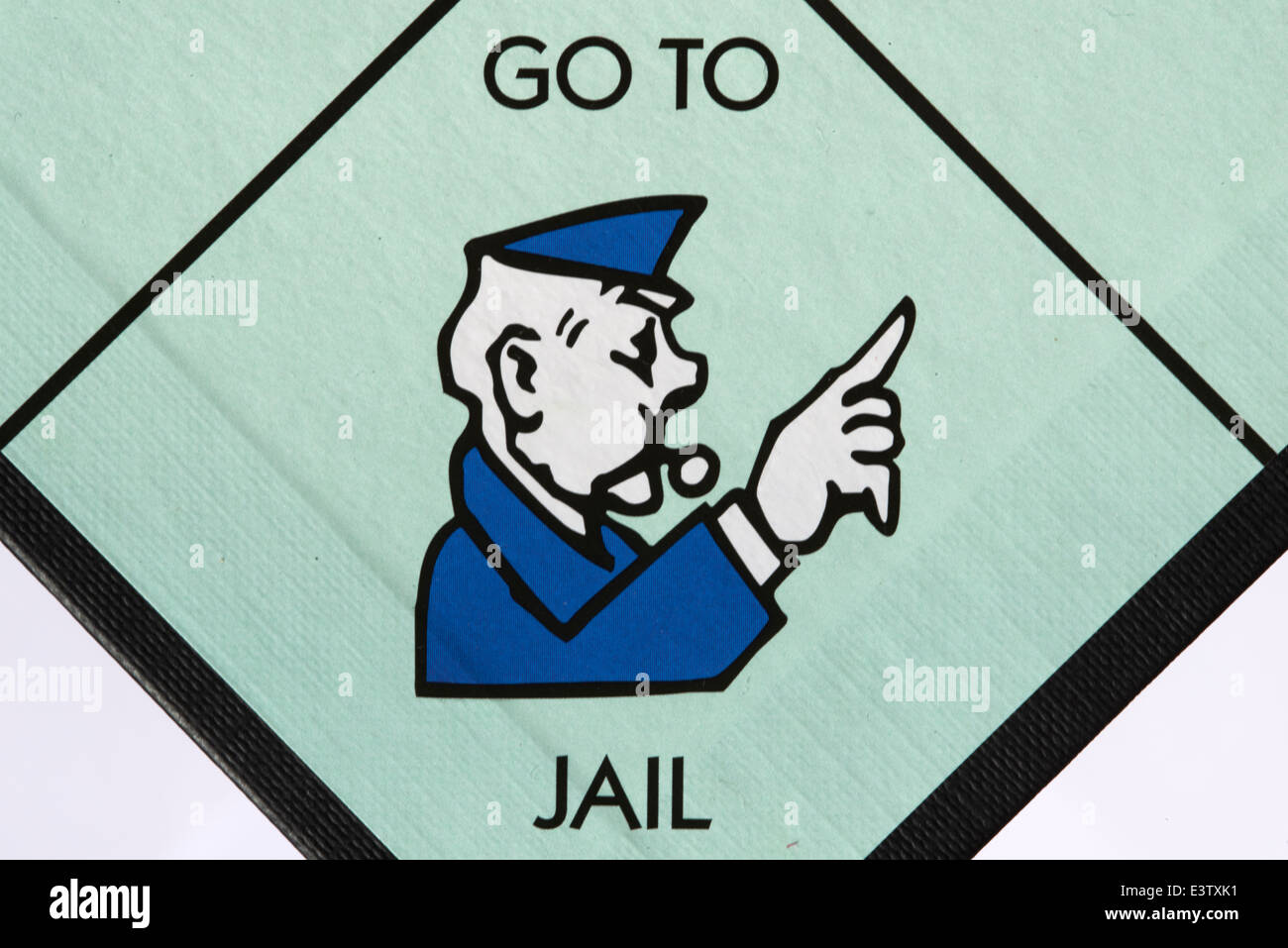 Aller en prison l'espace sur un jeu de Monopoly Board Banque D'Images