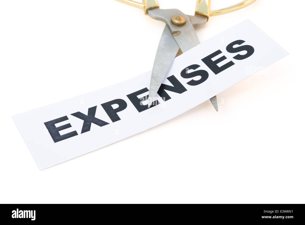 Tag des dépenses et ciseaux avec clipping path Banque D'Images