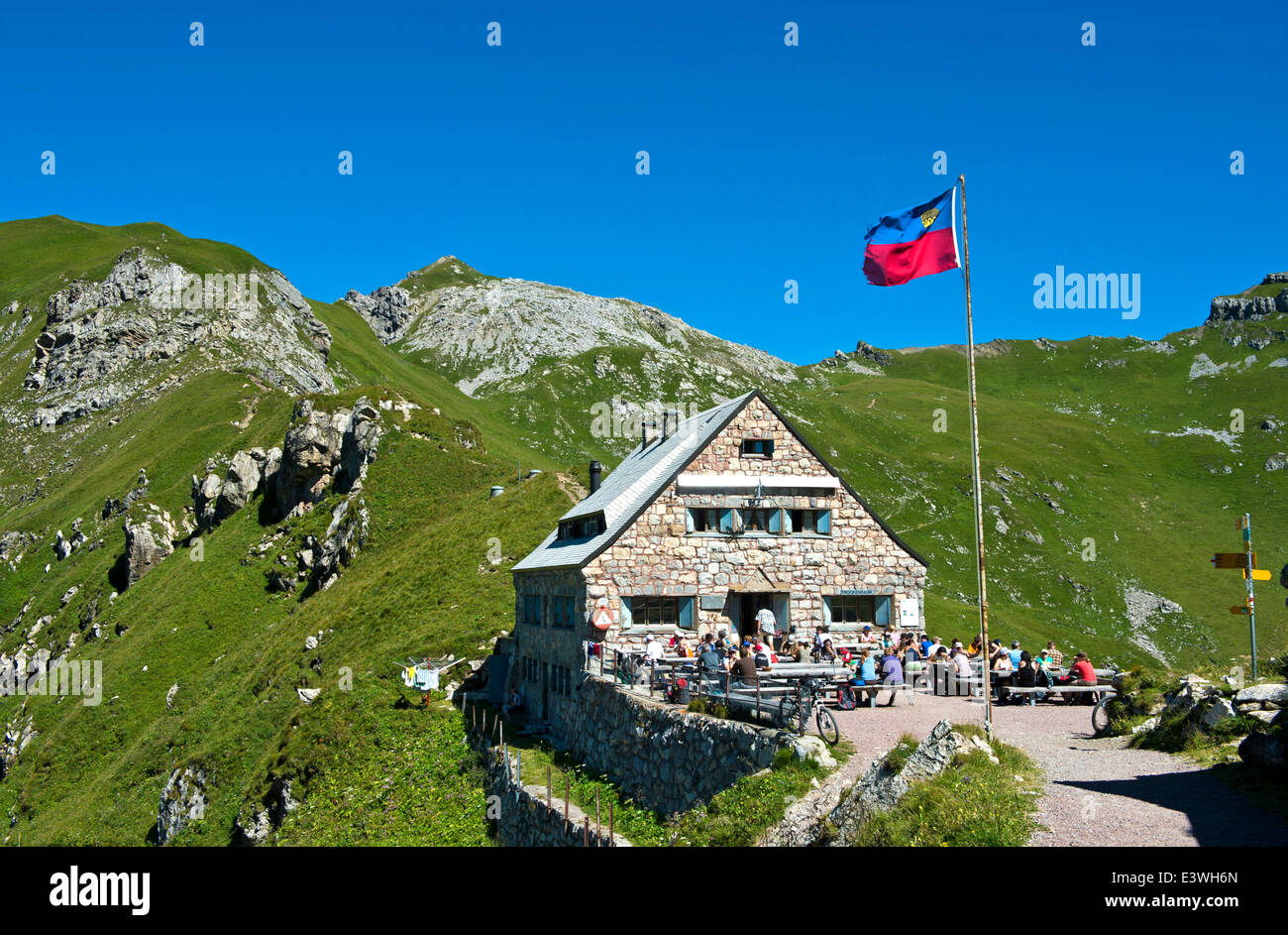Pfälzerhütte, refuge de la Liechtenstein Club Alpin, LAV, Bettlerjoch selle, Rätikon Banque D'Images