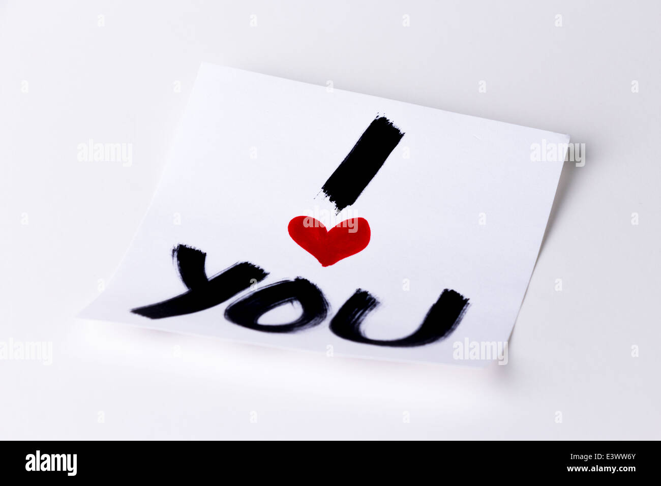 Je t'aime / JE vous coeur carte sur un fond blanc, isolé studio Banque D'Images