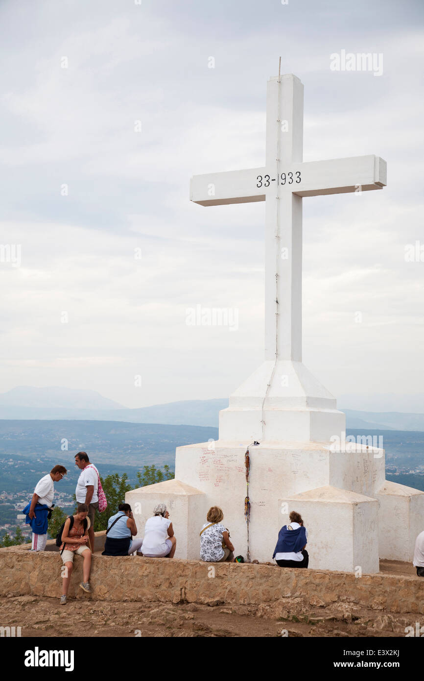 Croix, la croix, la montagne de Medjugorje, Bosnie et Herzégovine, de l'Europe Banque D'Images