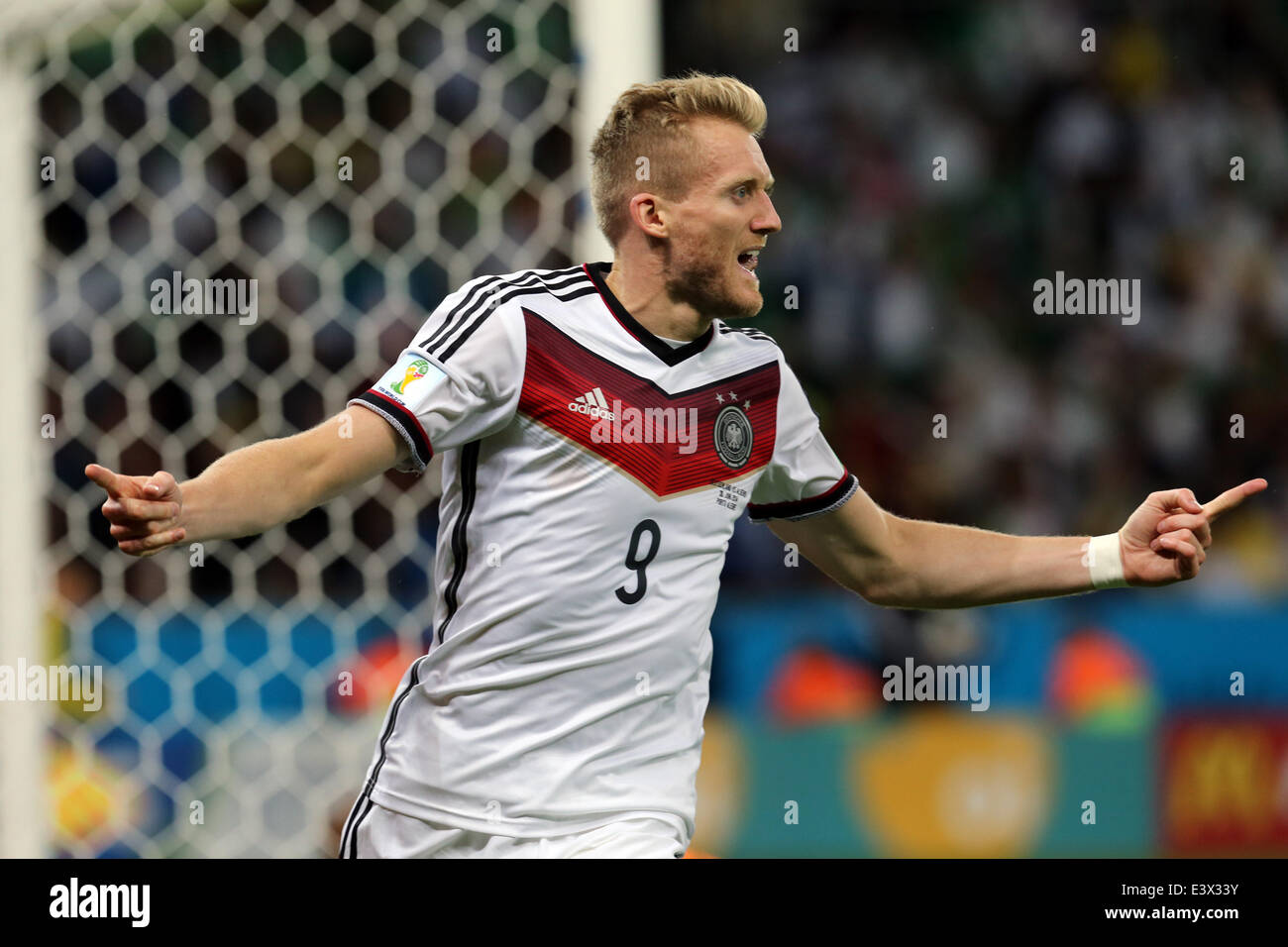 Porto Alegre, Brésil. 30 Juin, 2014. 2ème tour de la Coupe du monde. L'Allemagne contre l'Algérie. Schuerrle célèbre après son but pour 1-0 : Action Crédit Plus Sport/Alamy Live News Banque D'Images