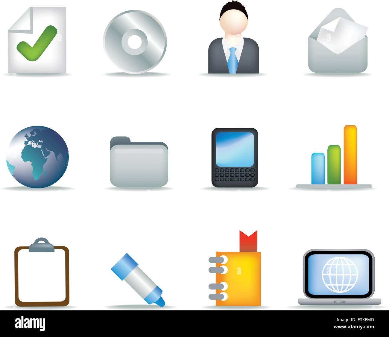 Business icon set moderne d'illustrations en couleur Illustration de Vecteur