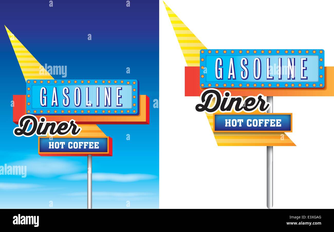 1950 style de bordure de la publicité américaine motel isolé sur un fond blanc, vecteur disponible Illustration de Vecteur