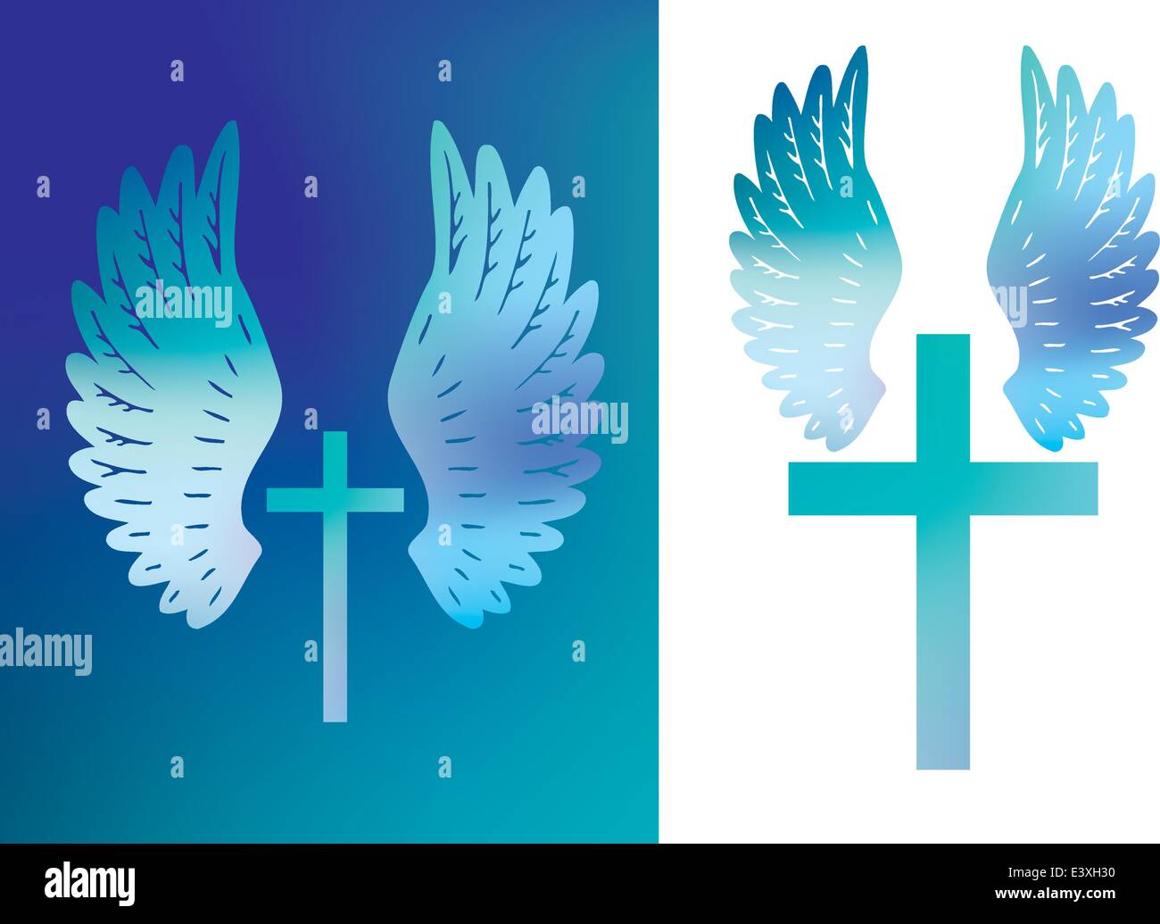 Illustration d'une croix chrétienne et angels wings Illustration de Vecteur