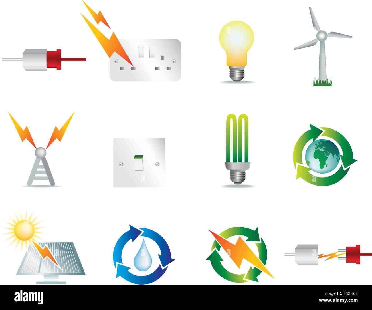 L'alimentation électrique des icon set ensemble de symboles Image ...