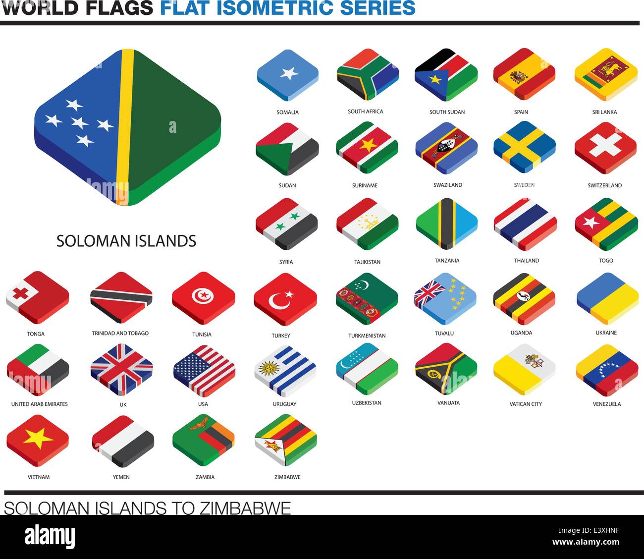 Drapeaux du monde isolés en télévision couleur sur fond blanc Illustration de Vecteur