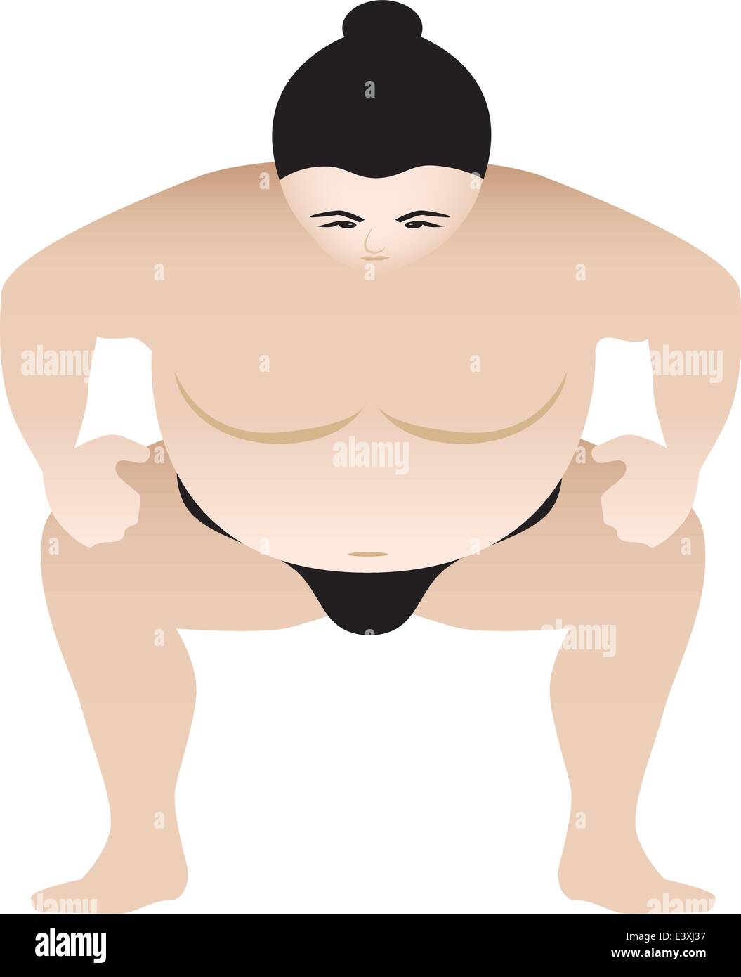 Lutteur de sumo dans une position accroupie, illustartion Illustration de Vecteur
