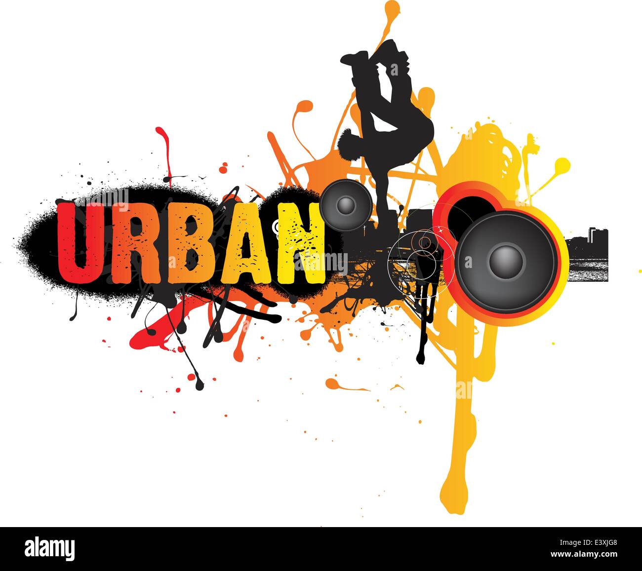 Illustration de la musique de danse urbaine sur fond blanc Illustration de Vecteur