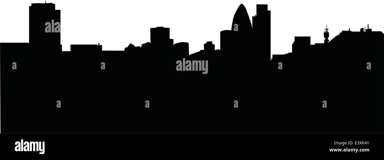 Des toits de Londres business district silhouette noir et blanc Illustration de Vecteur